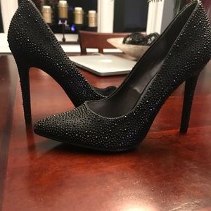 Black with black rhinestones heels!